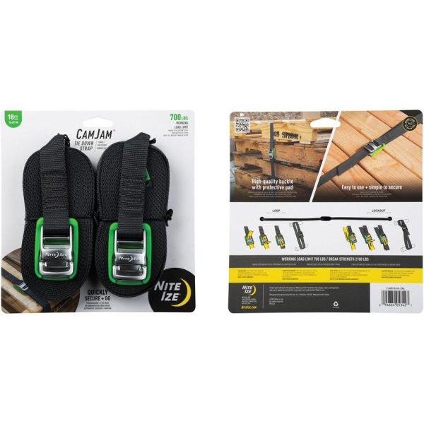 Nite Ize CamJam Tie Down Strap 18 Feet Pack of 2
