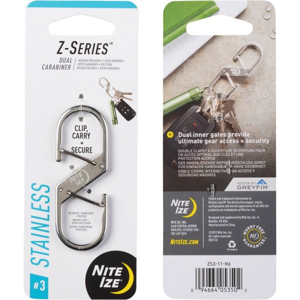 Nite Ize Z-Series Dual Carabiner #3 Stainless Steel Wire Gate