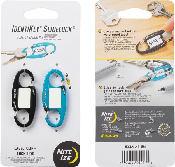 Nite Ize IdentiKey Slidelock Dual Carabiners - Aluminum