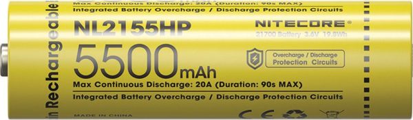 Nitecore 21700 5500mAh Rechargeable Battery - 20A