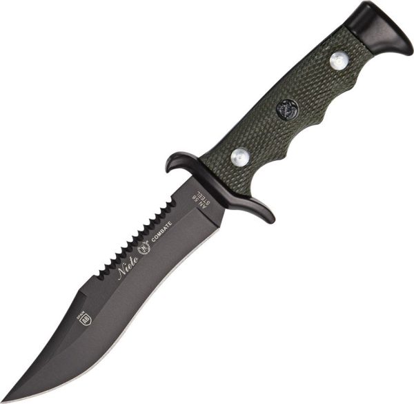 Nieto Combat Fixed Blade OD Green 4.5" Sawback Stainless