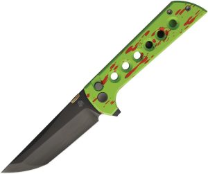 North Mountain Blade Chop 2 Button Lock Folding Knife Zombie Green