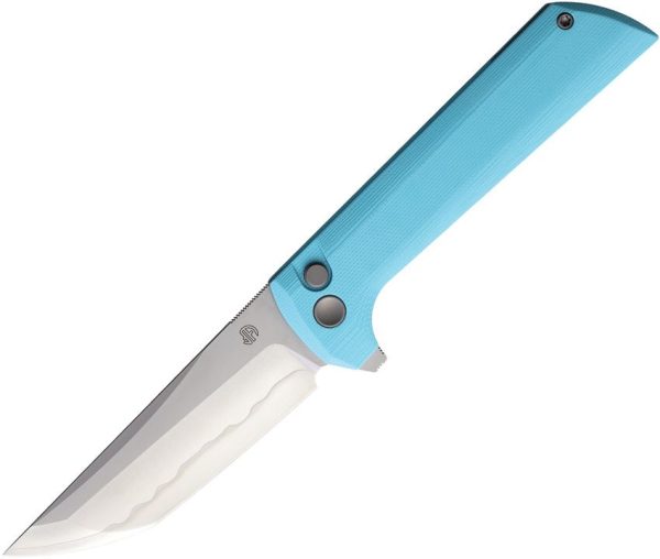 North Mountain Blade Chop 2 Button Lock Folding Knife Sky Blue