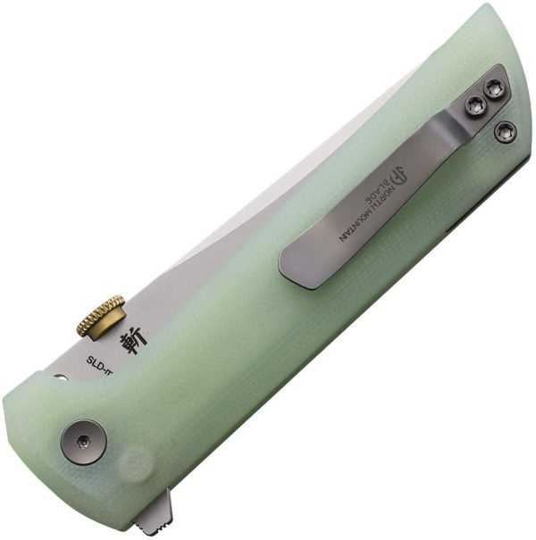 North Mountain Blade Chop 2 Button Lock Folding Knife Jade G10