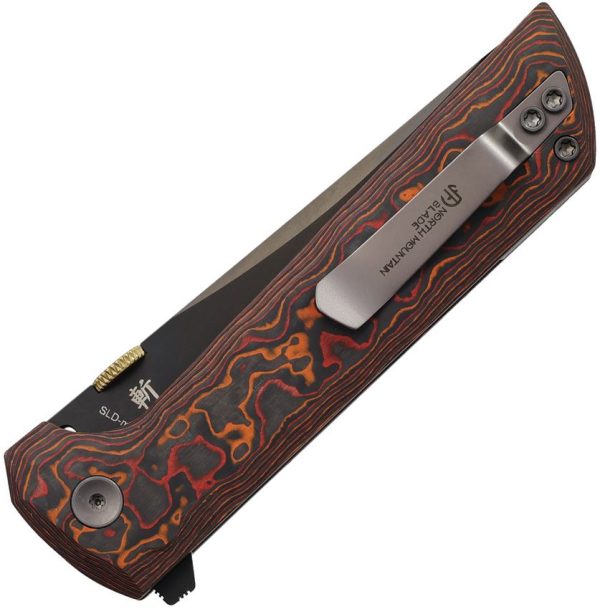North Mountain Blade Chop 2 Button Lock Orange Carbon Fiber