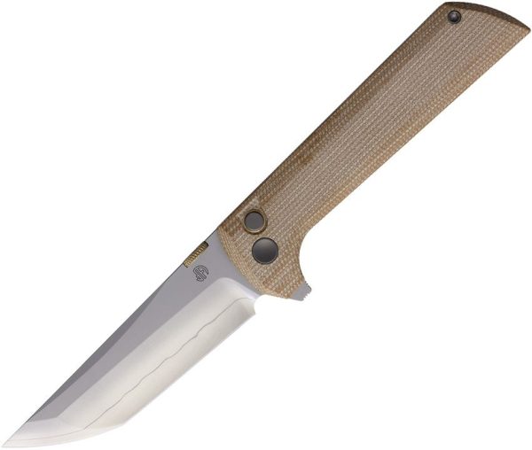 North Mountain Blade Chop 2 Button Lock Tan Micarta