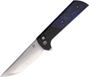 North Mountain Blade Chop 2 Button Lock Blue Carbon Fiber