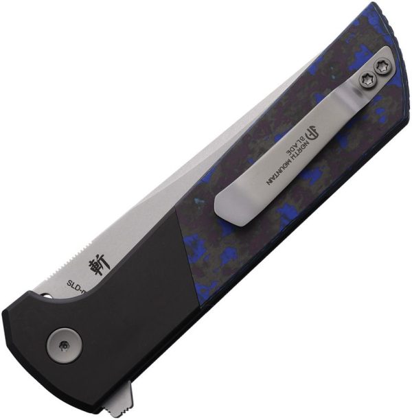 North Mountain Blade Chop 2 Button Lock Blue Carbon Fiber