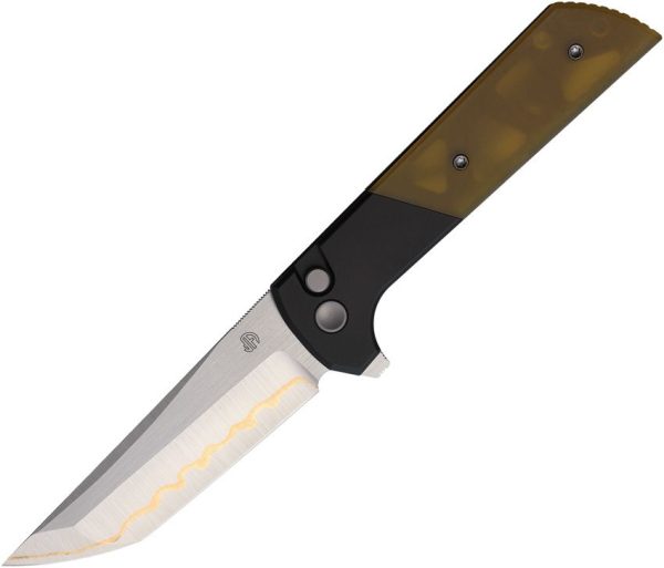NMB2407PEI5.jpg North Mountain Blade Chop 2 Button Lock Folding Knife Amber PEI