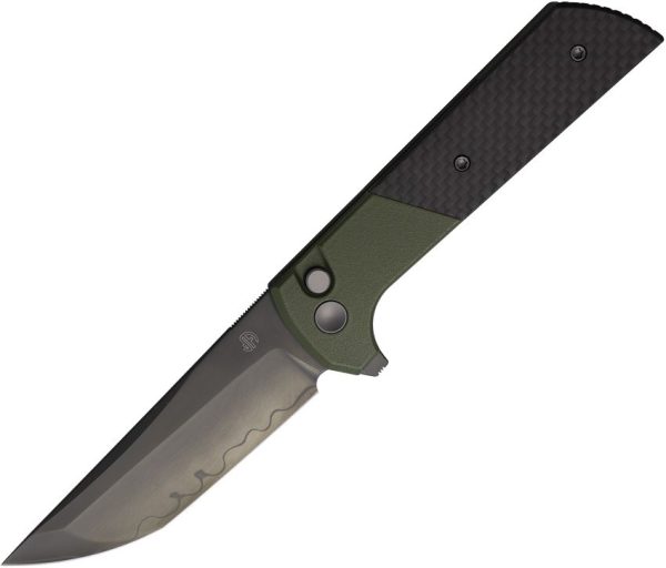 North Mountain Blade Chop 2 Buttonlock Folding Knife Green CF