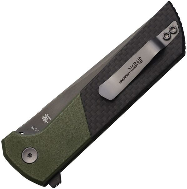 North Mountain Blade Chop 2 Buttonlock Folding Knife Green CF