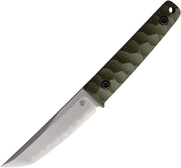 North Mountain Blade Chop Mini Fixed Blade Green Tanto 3.38"