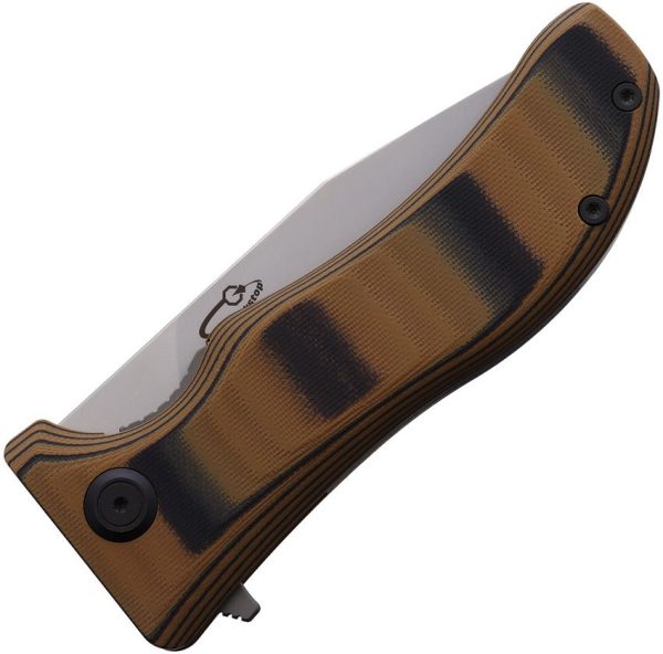 North Mountain Blade Lucky Dog Linerlock Folding Knife Tan G10