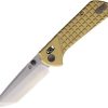 North Mountain Blade Crossbar Lock Brass Folding Knife Tanto