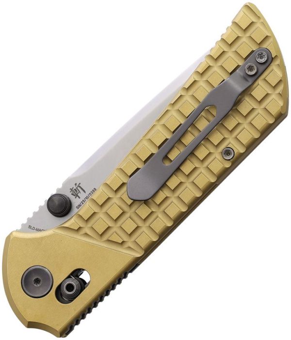 North Mountain Blade Crossbar Lock Brass Folding Knife Tanto