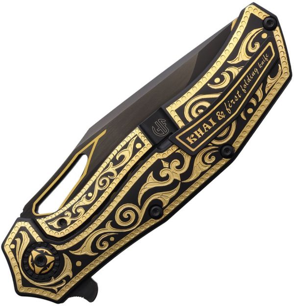 North Mountain Blade Gold Nocturne Linerlock Folding Knife 3V Steel