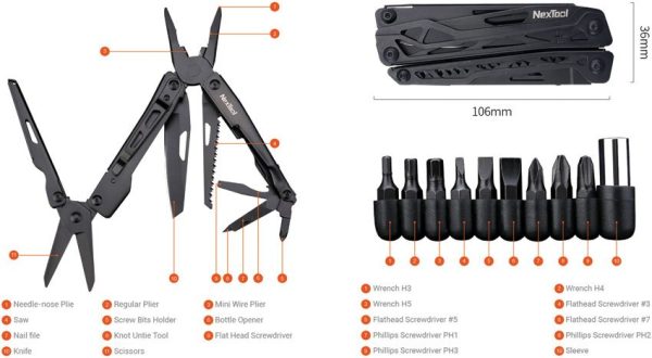 NexTool Black Knight Multi Tool - Aluminum Handles