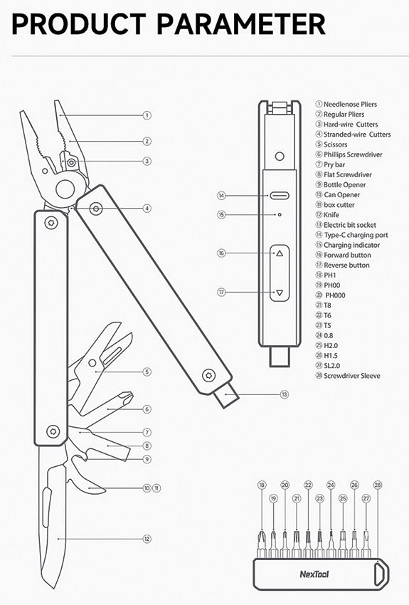 NexTool Gemini Electric Multi Tool Black Stainless 7-in-1