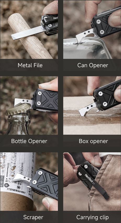 NexTool E1 Pocket Tool - Compact Black Aluminum