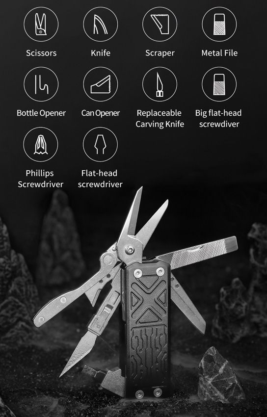 NexTool E1 Pocket Tool - Compact Black Aluminum