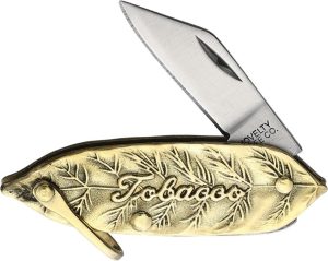 Novelty Cutlery Tobacco Leaf Folder - Brass Handle