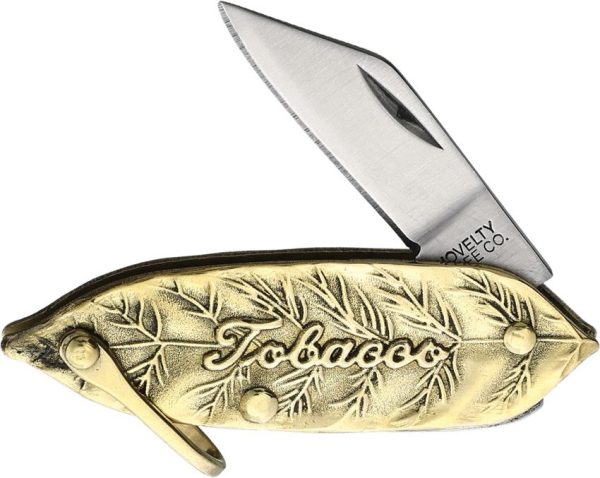 Novelty Cutlery Tobacco Leaf Folder - Brass Handle