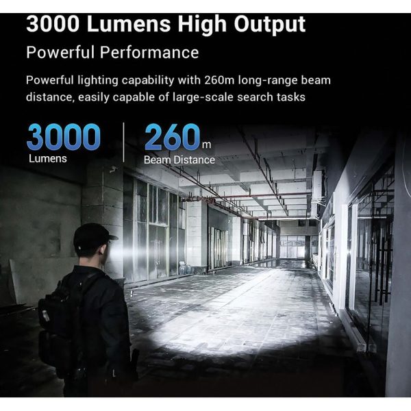 Nextorch P84 Tactical Flashlight 3000 Lumen Rechargeable Black