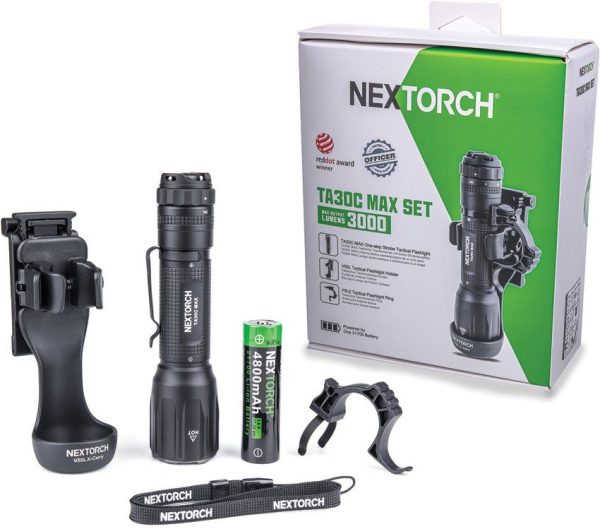 Nextorch TA30C Max Tactical Flashlight Set 3000 Lumens Black