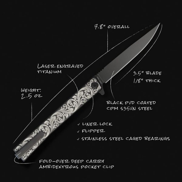 Ocaso Solstice Linerlock Folding Knife S35VN Black Titanium