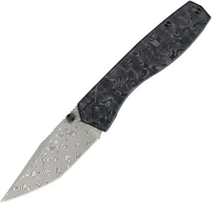 Ocaso Delos Framelock Damascus Tanto Folding Knife Black