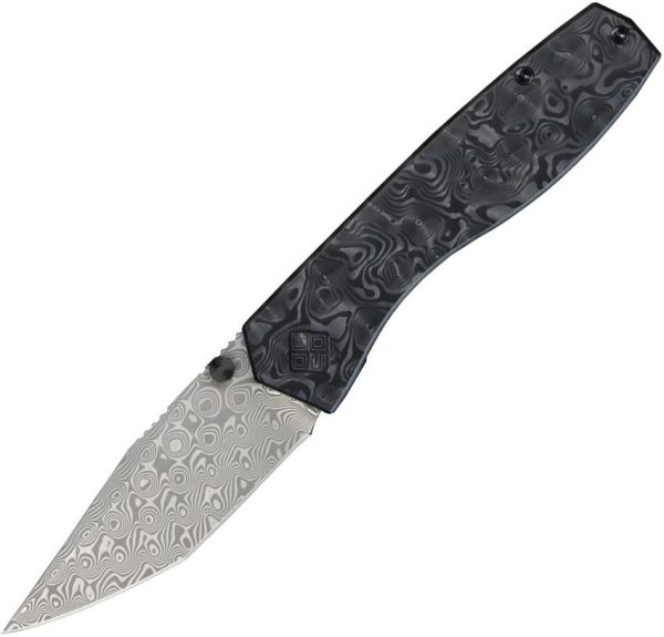 OCA12IBK.jpg Ocaso Delos Framelock Damascus Tanto Folding Knife Black
