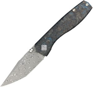 Ocaso Delos Framelock Damascus Folding Knife Dark Matter Carbon Fiber