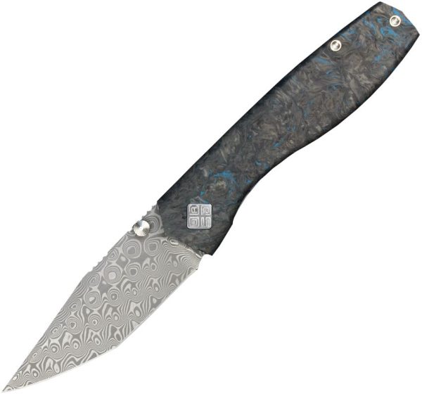 OCA12IBL.jpg Ocaso Delos Framelock Damascus Folding Knife Dark Matter Carbon Fiber