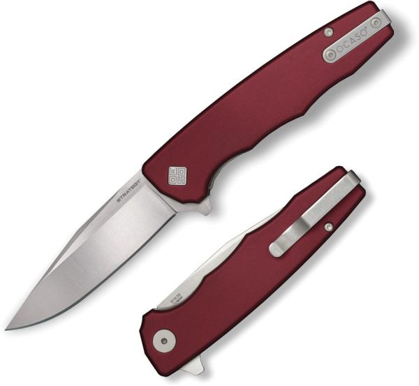 Ocaso Strategy Linerlock Red Aluminum D2 Folding Knife