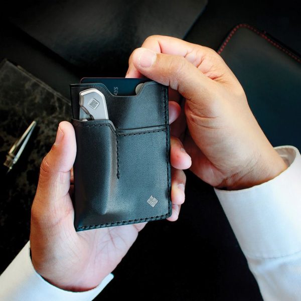 Ocaso EDC Wallet Money Clip Black Leather Knife Holder