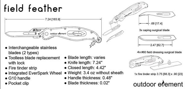 Outdoor Element Field Feather Linerlock - Orange G10