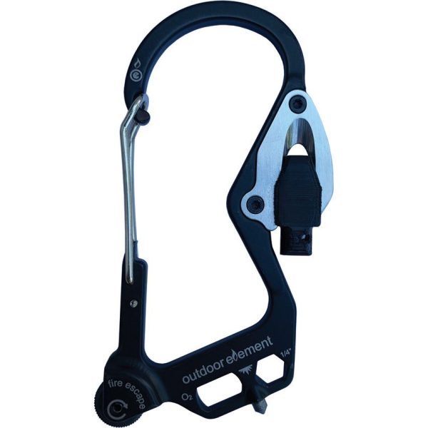 Outdoor Element Fire Escape Carabiner - Black Stainless