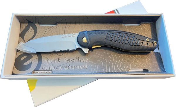 Outdoor Element Quick Feather Linerlock - VG-10 Partial Serrated