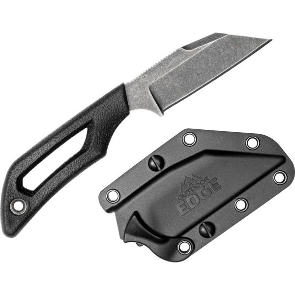 Outdoor Edge Pivot Wharncliffe Fixed Blade - Black TPR Handle