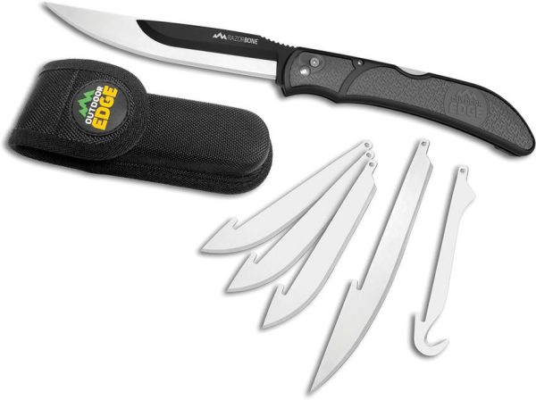 Outdoor Edge Razor Bone Gray Folding Knife 420J2 Replaceable Blades