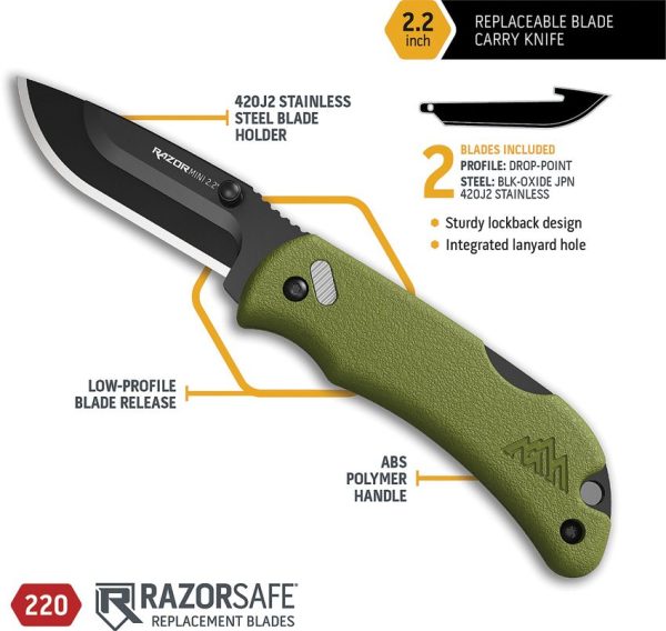 Outdoor Edge Razor Mini Lockback OD Green