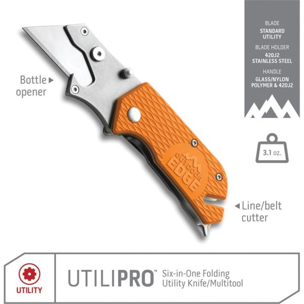 Outdoor Edge UtiliPro Framelock Folding Knife Orange 1" Blade