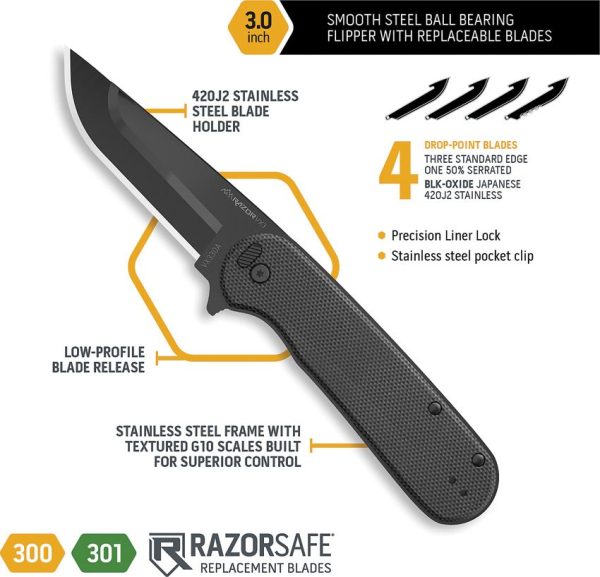 Outdoor Edge Razor VX3 Linerlock Black G10 Folding Knife