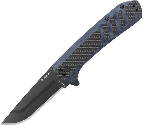 OEVX430CC.jpg Outdoor Edge Razor VX4 Linerlock Blue CF Folding Knife 420J2