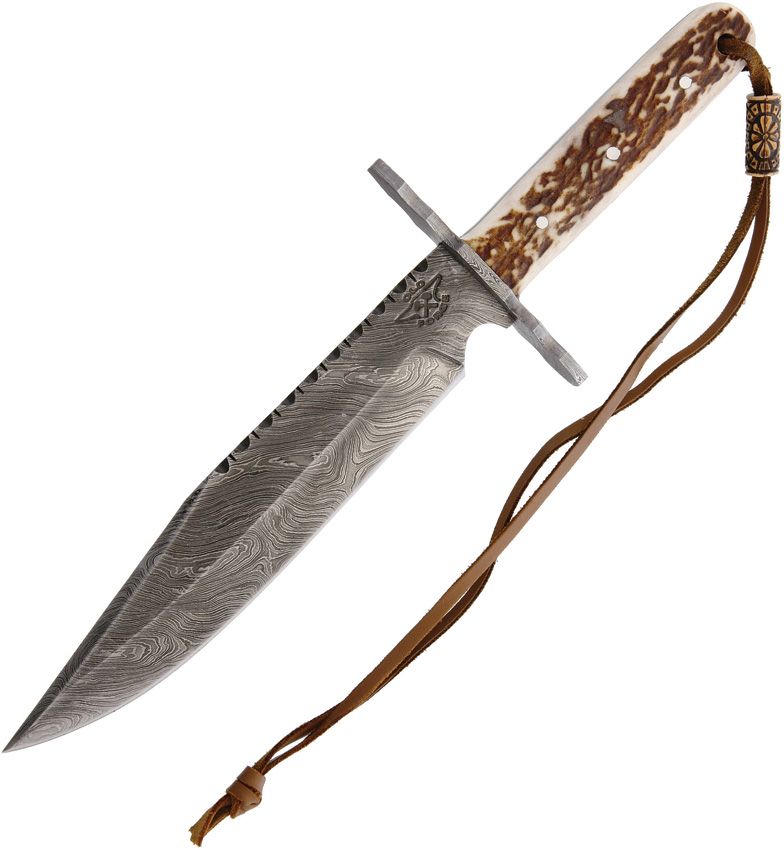 Old Forge Damascus Hunter Fixed Blade Knife 7.5 Inch with Sheath