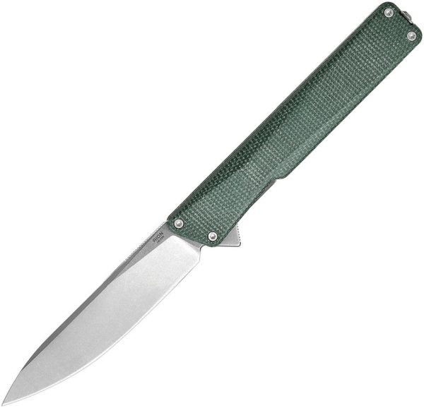Oknife AION Linerlock Folding Knife Green Micarta 14C28N