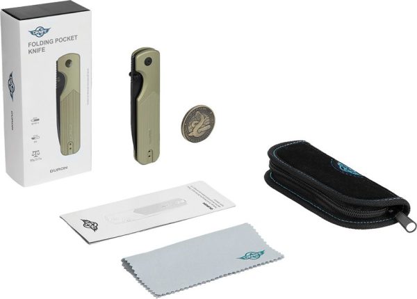 Oknife Duron Framelock Green Folding Knife Nitro V Steel