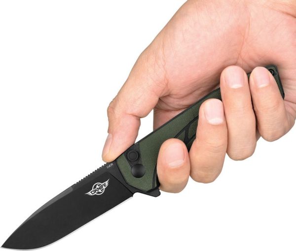 OKnife Mettle Button Lock - Black/OD G10