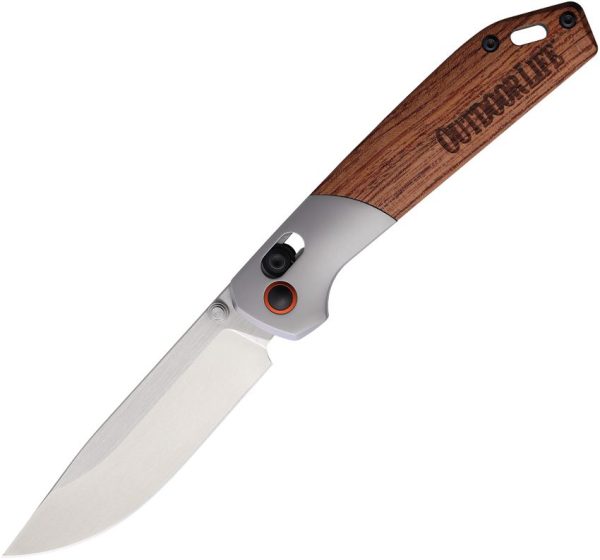 Outdoor Life PLX Lock Wood Folding Knife D2 Steel Brown Handle