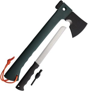 Outdoor Life Utility Axe 14" Black Oxide Steel Green Handle Multi Tool